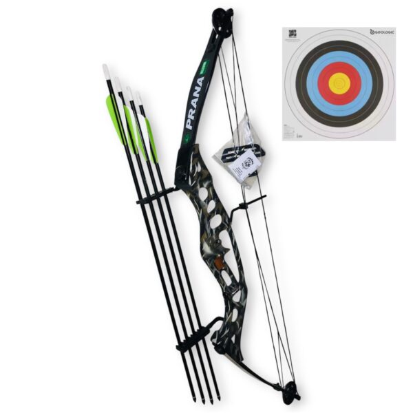 Combo Arco Prana Millenium Hunter + Quiver Porta Flechas + 4 Flechas + Blanco para tiro de regalo